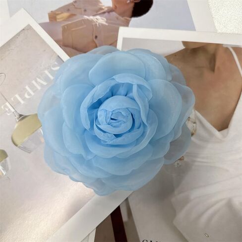 Dainty Organza Silk Rose Flower Extra Large Big Brooches for Women Men Elegant Fabric Floral Oversized Lapel Pins for Dress Suit Clothes Accessories Wedding Party Banquet Fashion Jewelry 180mm in Kuwait