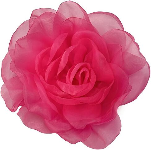 Dainty Organza Silk Rose Flower Extra Large Big Brooches for Women Men Elegant Fabric Floral Oversized Lapel Pins for Dress Suit Clothes Accessories Wedding Party Banquet Fashion Jewelry 180mm in Kuwait