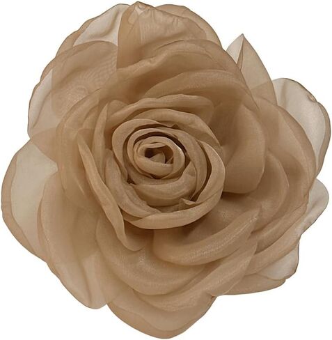 Dainty Organza Silk Rose Flower Extra Large Big Brooches for Women Men Elegant Fabric Floral Oversized Lapel Pins for Dress Suit Clothes Accessories Wedding Party Banquet Fashion Jewelry 180mm in Kuwait
