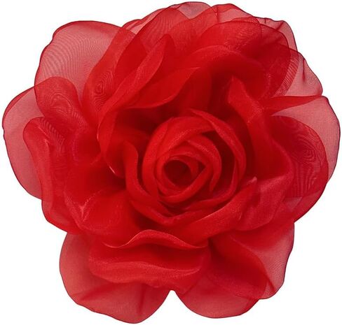 Dainty Organza Silk Rose Flower Extra Large Big Brooches for Women Men Elegant Fabric Floral Oversized Lapel Pins for Dress Suit Clothes Accessories Wedding Party Banquet Fashion Jewelry 180mm in Kuwait