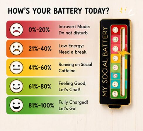 2Pcs Social Battery Pin Bonus 1Pcs Social Battery keychain, Cute Mood Indicator Lapel Pin, Adjustable Emotion Bar Brooch for Backpack, Jacket, Hat Gift (2) in Saudi Arabia