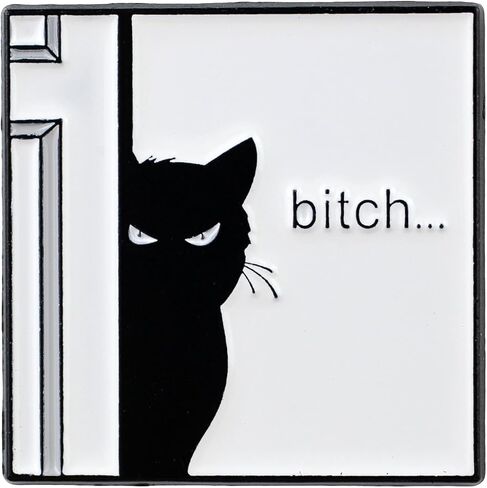 Sarcastic Black Cat Meme Enamel Pin, Sassy Cat Dark Rude Humor Pin Brooch, Cute But Rude Lapel Brooch, Funny Attitude Meme Badges For Animal Lover, Humorous Gift For Sassy Girl Women Sarcastic Friend Sarcasm Lover, Funny Moody Animal Accessories in Kuwait
