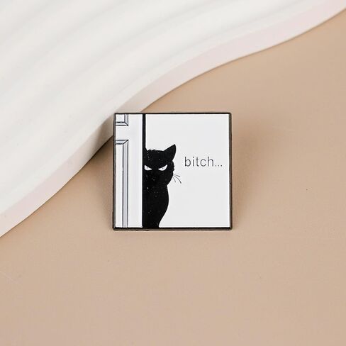 Sarcastic Black Cat Meme Enamel Pin, Sassy Cat Dark Rude Humor Pin Brooch, Cute But Rude Lapel Brooch, Funny Attitude Meme Badges For Animal Lover, Humorous Gift For Sassy Girl Women Sarcastic Friend Sarcasm Lover, Funny Moody Animal Accessories in Kuwait