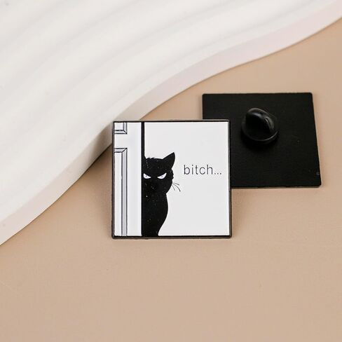 Sarcastic Black Cat Meme Enamel Pin, Sassy Cat Dark Rude Humor Pin Brooch, Cute But Rude Lapel Brooch, Funny Attitude Meme Badges For Animal Lover, Humorous Gift For Sassy Girl Women Sarcastic Friend Sarcasm Lover, Funny Moody Animal Accessories in Kuwait
