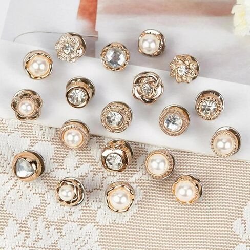 40Pcs Women's Brooch, Elegant With Rhinestone And Pearl Buttons, Suitable For Low-cut Tops, Reusable Lapel Brooch To Clothing From Being Exposed in Kuwait