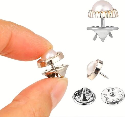 40Pcs Women's Brooch, Elegant With Rhinestone And Pearl Buttons, Suitable For Low-cut Tops, Reusable Lapel Brooch To Clothing From Being Exposed in Kuwait