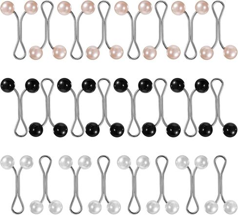 24 Pcs Muslim Pearl Scarf Clips and Hooks Wonderful Hijab Pins Clips Cute Hijab Scarf Pins Multicolor Headscarf Accessories Pearl Brooch Pin Safety Pin for Scarfs Headscarf in Saudi Arabia