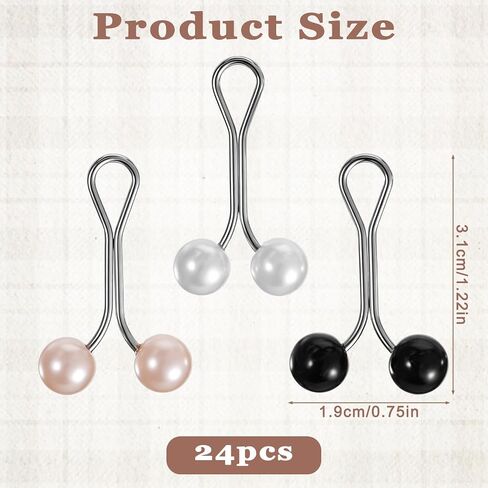 24 Pcs Muslim Pearl Scarf Clips and Hooks Wonderful Hijab Pins Clips Cute Hijab Scarf Pins Multicolor Headscarf Accessories Pearl Brooch Pin Safety Pin for Scarfs Headscarf in Saudi Arabia