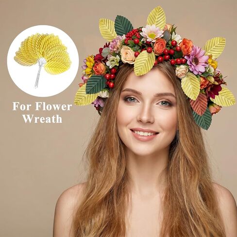 Grevosea 300 Pcs Gold Leaves Artificial Flowers Silk Single Leaf Fake Leaves with Stems for Crafts DIY Corsage Bouquet Wreaths Wedding Party Decorations Table Centerpiece in Saudi Arabia