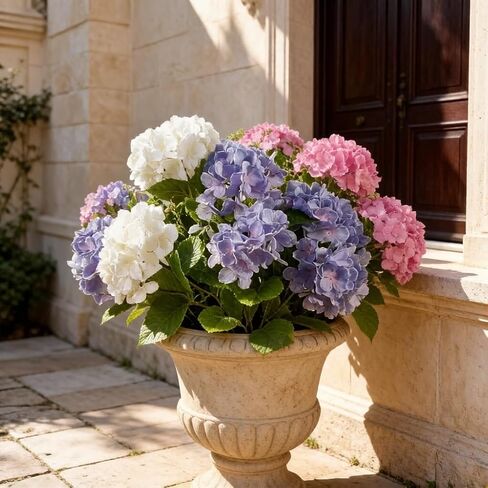 Sousi Hydrangea Artificial Flower for Outdoor, 4 Bundles Fake Hydrangea Bush Plant UV Resistant for Outdoors Front Porch Indoor Home Garden Decor(Off White) in Kuwait