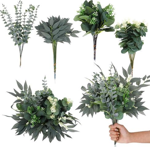 100PCS Eucalyptus Stems Bulk,4 Kinds Mixed Artificial Greenery Stems,Fake Eucalyptus Leaves for Table Centerpieces,Vase,Wedding Decorations,Bridal Bouquet,Home Decor in Saudi Arabia