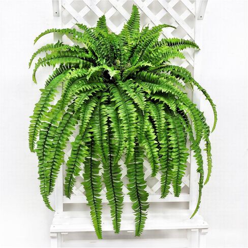 Large Artificial Boston Fern 68" Fake Ferns Silk Artificial Plants for Outdoor Planter Patio Home Office Garden Porch Faux Greenery Decor in Kuwait