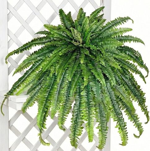 Large Artificial Boston Fern 68" Fake Ferns Silk Artificial Plants for Outdoor Planter Patio Home Office Garden Porch Faux Greenery Decor in Kuwait