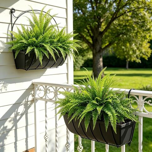 12 Pcs Fake Fern, Artificial Ferns for Outdoors UV Resistant Faux Fern Plants, Realistic Greenery Fern Stmes for Outdoor Planter Large Outdoor Patio Boston Fern Garden Porch Décor in Saudi Arabia