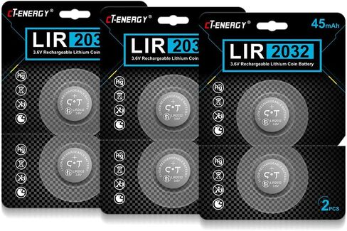 Rechargeable LIR2032 Batteries 6-Pcs | Rechargeable CR2032 Battery, For Key Fobs, Replace 3V CR2032 ML2032 in Saudi Arabia