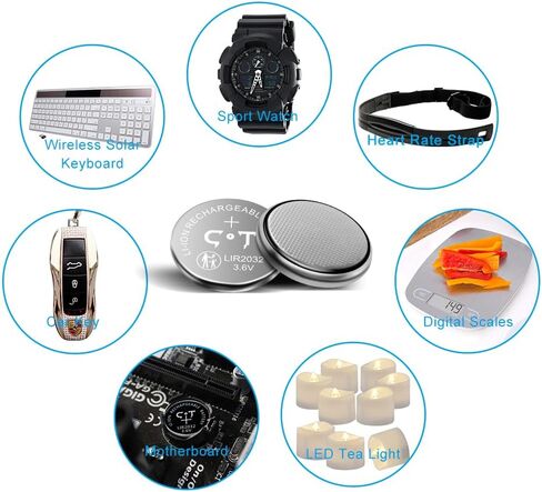 Rechargeable LIR2032 Batteries 6-Pcs | Rechargeable CR2032 Battery, For Key Fobs, Replace 3V CR2032 ML2032 in Saudi Arabia