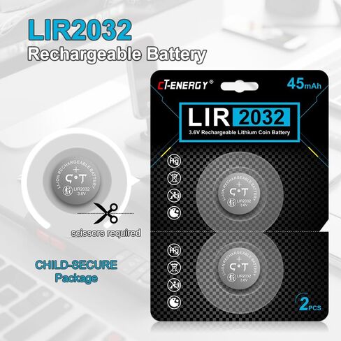 Rechargeable LIR2032 Batteries 6-Pcs | Rechargeable CR2032 Battery, For Key Fobs, Replace 3V CR2032 ML2032 in Saudi Arabia