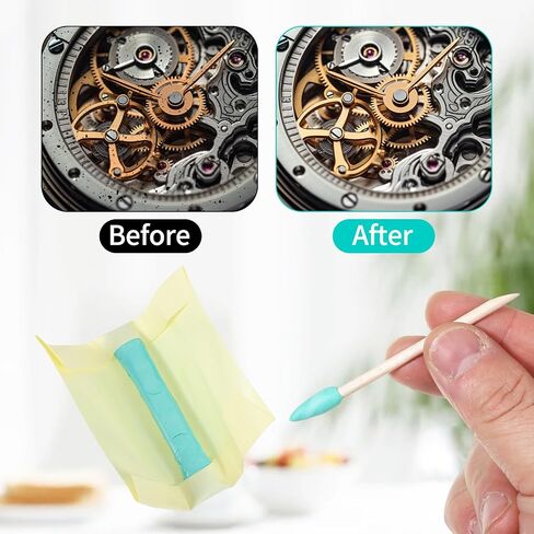 2pcs Watchmaking Clean Putty Watch Cleaning Putty Kit 10 Willow Sticks 1 Cleaning Cloth Watch Cleaner Clay Wristwatch Wheel Pivot and Repair Tool Cleaner Tool for Jewelry Watches Repair in Saudi Arabia