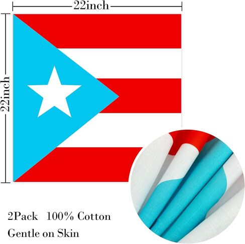 WEITBF 2 Pack Light Blue Puerto Rico Flag Bandana Puerto Rican Scarf Bandanas Headband - 100% Cotton, 22 x 22 inch in Saudi Arabia