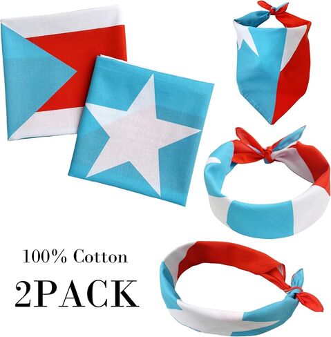 WEITBF 2 Pack Light Blue Puerto Rico Flag Bandana Puerto Rican Scarf Bandanas Headband - 100% Cotton, 22 x 22 inch in Saudi Arabia