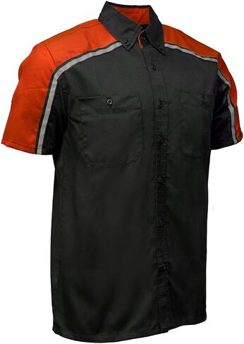 MILWAUKEE MOTORCYCLE CLOTHING CO. Men’s Blk/Orange Mechanic Work Shirt – w/Reflective Strip, Rider‑Built MDM11603 in Saudi Arabia