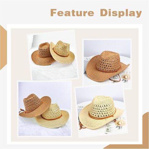 Straw Cowboy Hat Wide Brim Sun Beach Cowgirl Hat for Women and Men Summer Western Cowboy for Travel Outdoor Family in Saudi Arabia