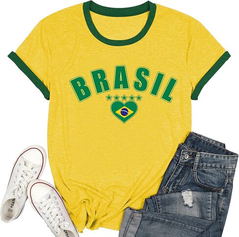 AMWIPE Soccer Cup 2026 Shirt Women Brazil Tee Tops Brazilian Team Soccer Graphic for Women in Saudi Arabia