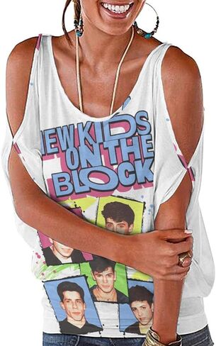 New-Kids On The-Block Shirts Women's Off Shoulder Tops Short Sleeves Casual Classic T-Shirt in Kuwait