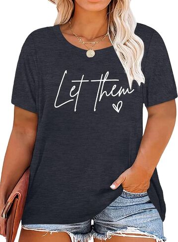 NANYUAYA Plus Size Inspirational Quote Kindness Shirt for Women T-Shirt Graphic Tee Summer Short Sleeve Top 1X-5X in Saudi Arabia