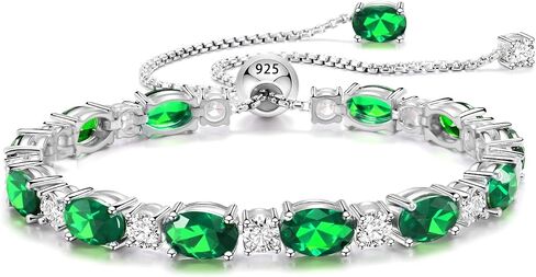 Birthstone Bracelets for Women Adjustable 6-9 Inches Tennis Bracelet with White Gold Chain Hypoallergenic Sterling Silver Anniversary Valentine's Day Fine Jewelry Gifts for Women in Saudi Arabia