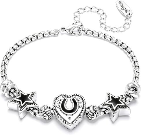 Montana West Wrangler Heart Bracelets for Women, Sliding Charm Bracelet, Fixed Charms, Turquoise Jewelry for Women with Gift Box, Sterling Silver/14K Gold in Kuwait