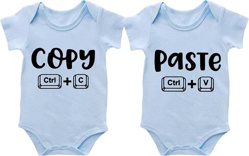 2-Pack Baby Twins Bodysuits Copy Paste Newborn Cotton Short Sleeve Funny Outfits Infant Twin Unisex Romper 0-12M in Saudi Arabia
