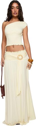 Princess Polly Women's Full Orbit Shirred Maxi Skirt in Saudi Arabia