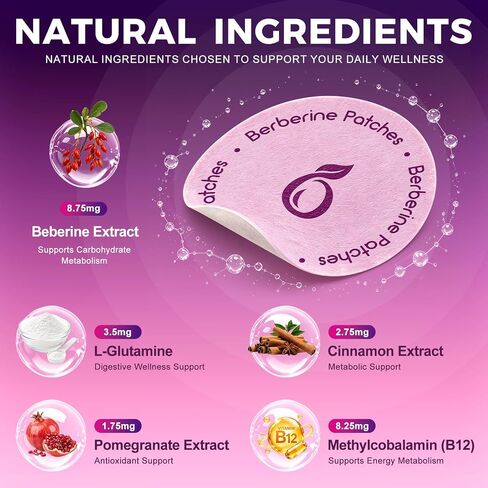 Berberine Patches, Natural Formula Body Care Patches for Men & Women,8-Hour Long-Lasting Support for All Body Areas, 30 Counts in Saudi Arabia