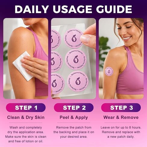 Berberine Patches, Natural Formula Body Care Patches for Men & Women,8-Hour Long-Lasting Support for All Body Areas, 30 Counts in Saudi Arabia