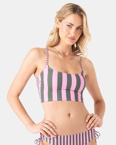 Roxy Women's Cropped Tank Top – UPF 50+, Quick-Dry, Supportive Fit, Stretch Bikini Top for Beach, Poolside, Swim, Surf, Resort Wear, Pinkmix, X-Small in Kuwait