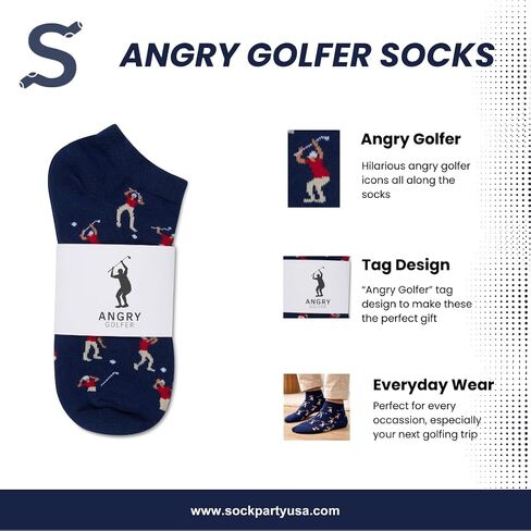 Funny Angry Golf Ankle Socks For Men, Hilarious Golf Gift For Men, One Size 8-13 in Saudi Arabia