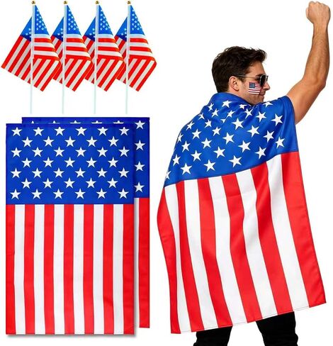 American Flag Costume Cape, Independence Day Patriotic Party Outfits for Women Men Celebration 250th Anniversary in Saudi Arabia
