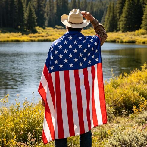 American Flag Costume Cape, Independence Day Patriotic Party Outfits for Women Men Celebration 250th Anniversary in Saudi Arabia