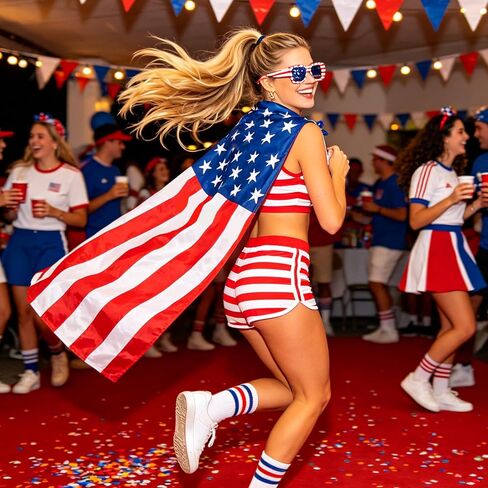 American Flag Costume Cape, Independence Day Patriotic Party Outfits for Women Men Celebration 250th Anniversary in Saudi Arabia