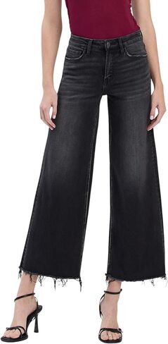 Flying Monkey High Rise Frayed Hem Ankle Wide Jeans F5840 in Saudi Arabia