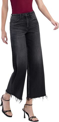 Flying Monkey High Rise Frayed Hem Ankle Wide Jeans F5840 in Saudi Arabia