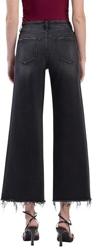 Flying Monkey High Rise Frayed Hem Ankle Wide Jeans F5840 in Saudi Arabia