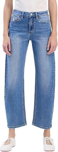 Lovervet by VERVET Women's Super High Rise Medium Wash Barrel Leg Jeans in Saudi Arabia