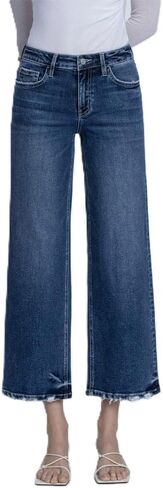 VERVET Mid Rise Patch Pocket Slim Wide Leg Cropped Jeans in Saudi Arabia