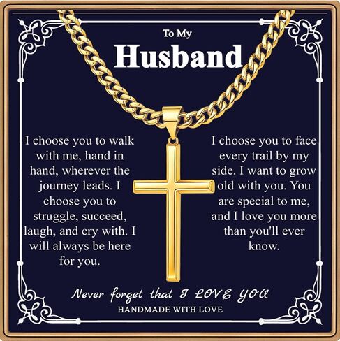 Diravo Fathers Day Gift-Cross Necklace for Husband Dad Daddy Brother Men, Cuban Link Chain Crucifix Religious Gifts for Men Him Necklace Jewelry in Saudi Arabia