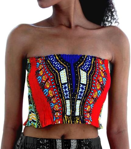DA'IKI African Dashiki Smock Crop Top Ladies Blouse Strapless Boob Tube Shirt in Saudi Arabia