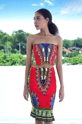 DA'IKI African Dashiki Smock Crop Top Ladies Blouse Strapless Boob Tube Shirt in Saudi Arabia