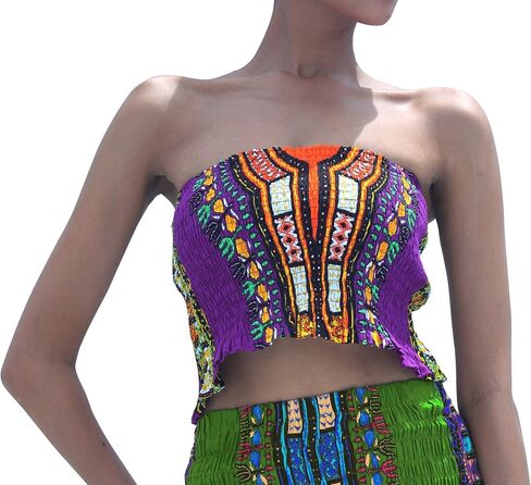 DA'IKI African Dashiki Smock Crop Top Ladies Blouse Strapless Boob Tube Shirt in Saudi Arabia