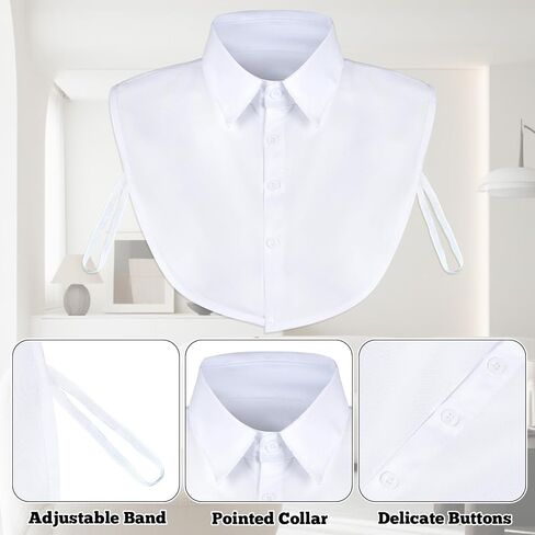 1Pc Fake Collar Detachable Dickey Collar Blouse Fake Half Shirts Faux False Collars for Men Women Formal Wear Graduation Outfits Daily DIY Decoration White in Saudi Arabia
